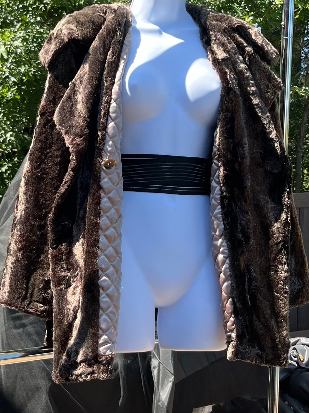 14A: Calvin Klein Brown w/ Reddish Faux Fur Hooded Pea Coat - Heavy